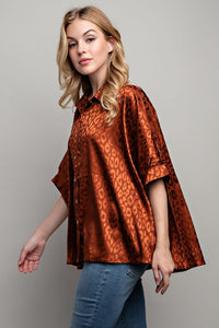 Animal Print Button Down Blouse