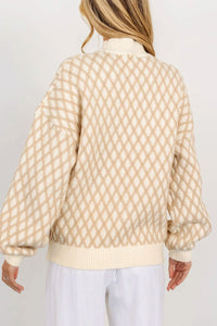 Diamond Pattern Long Sleeve Sweater