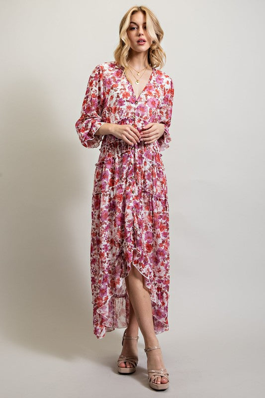 Boho Floral High/Low Maxi Dress