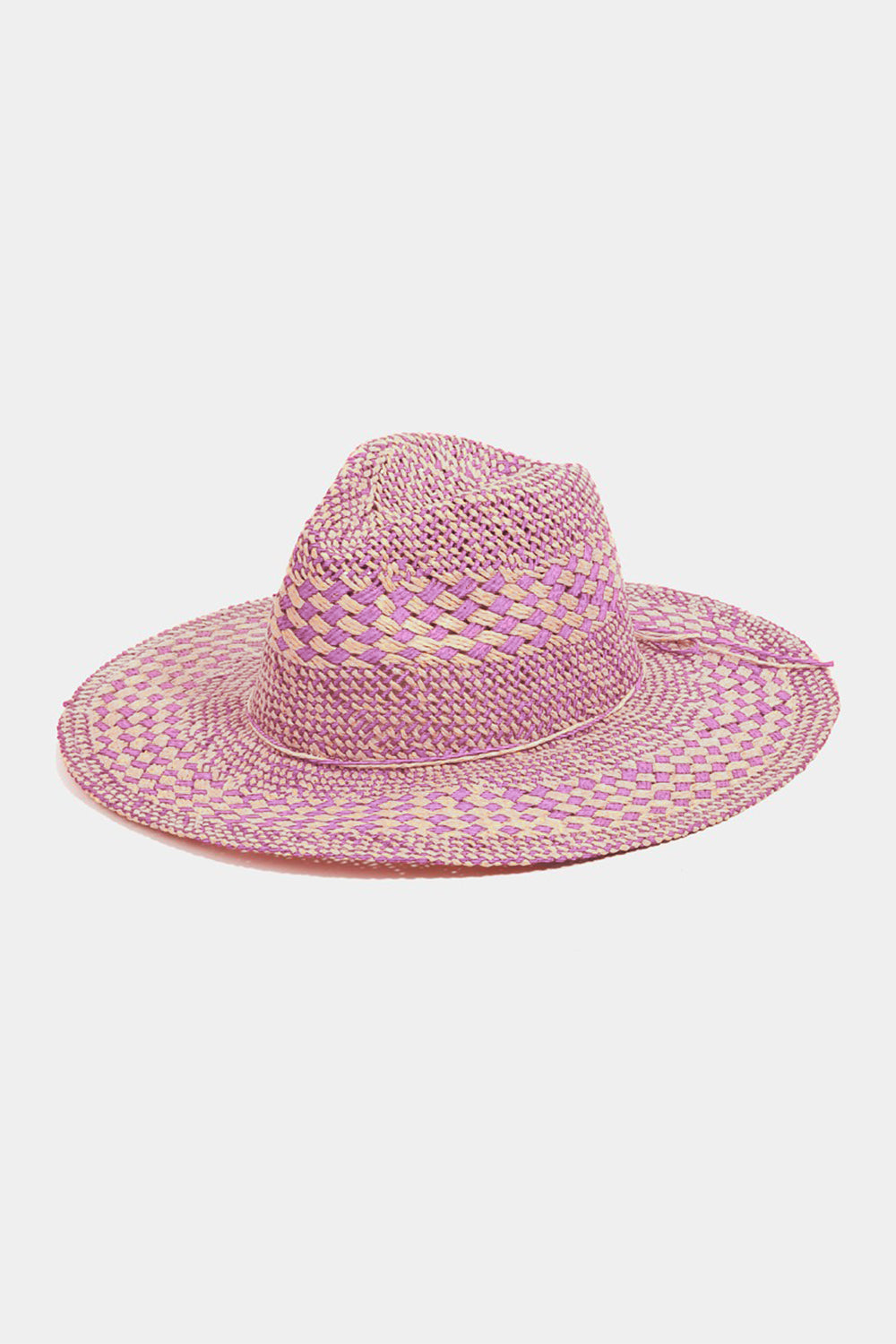 Checkered Straw Weave Sun Hat