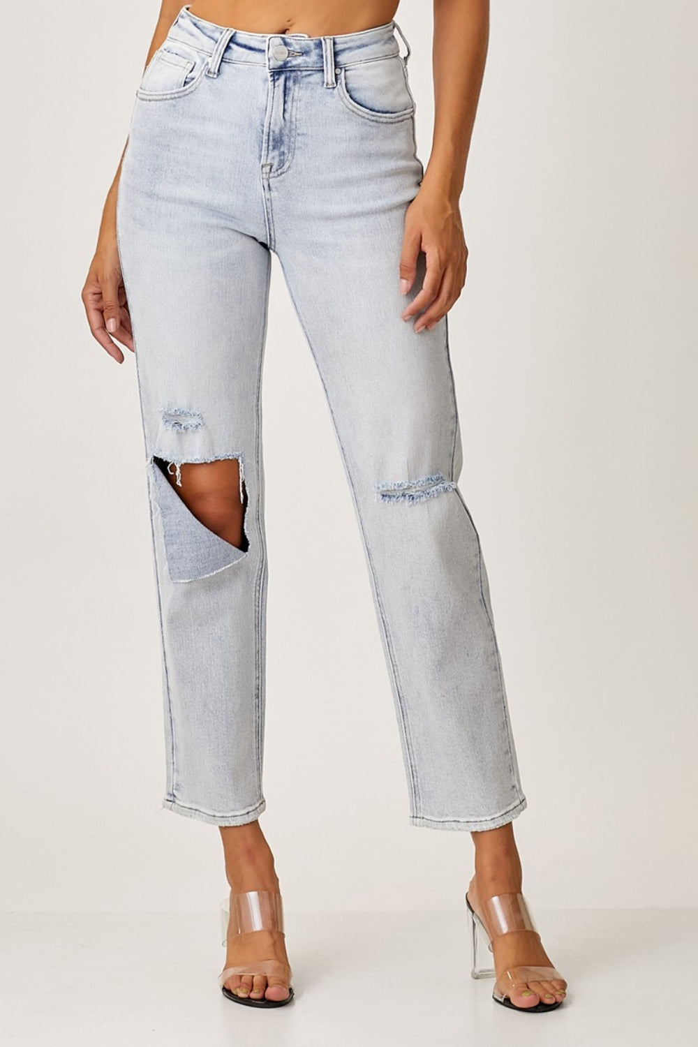 High Rise Distressed Relaxed Jeans