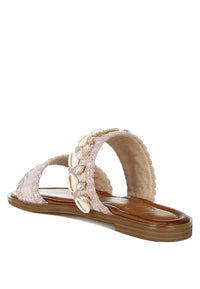 Shellfish Raffia Slip On Sandals