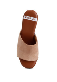 Cartera Suede High Block Heel Mules