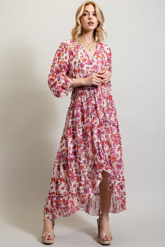 Boho Floral High/Low Maxi Dress