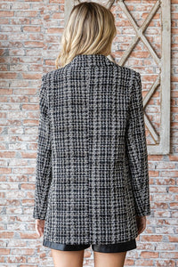 Mixed Tweed One Button Blazer