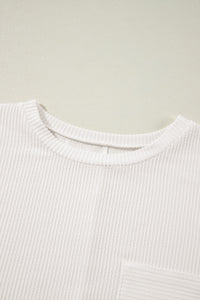 White Plus Size Ribbed Textured Long Sleeve T Shirt