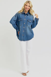 Snap Down Long Sleeve Denim Shacket