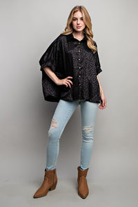 Animal Print Button Down Blouse