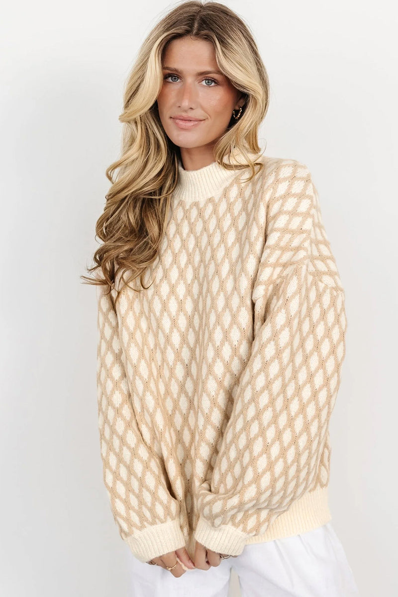 Diamond Pattern Long Sleeve Sweater