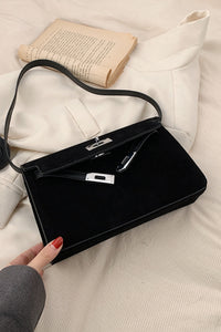 Suede & Leather Strap Shoulder Bag