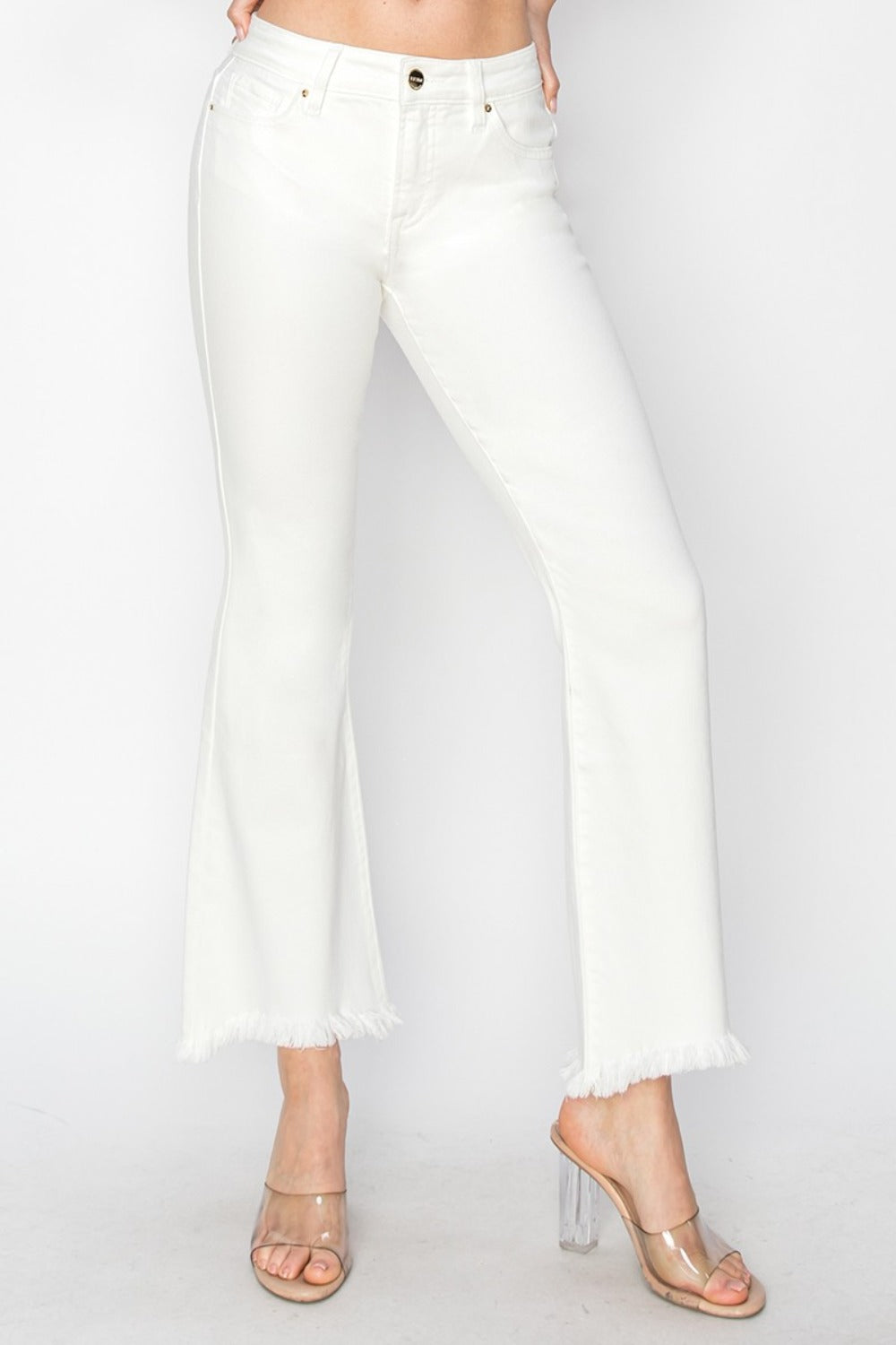 Tummy Control Crop Flare Step Hem Pants