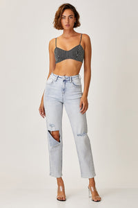 High Rise Distressed Relaxed Jeans