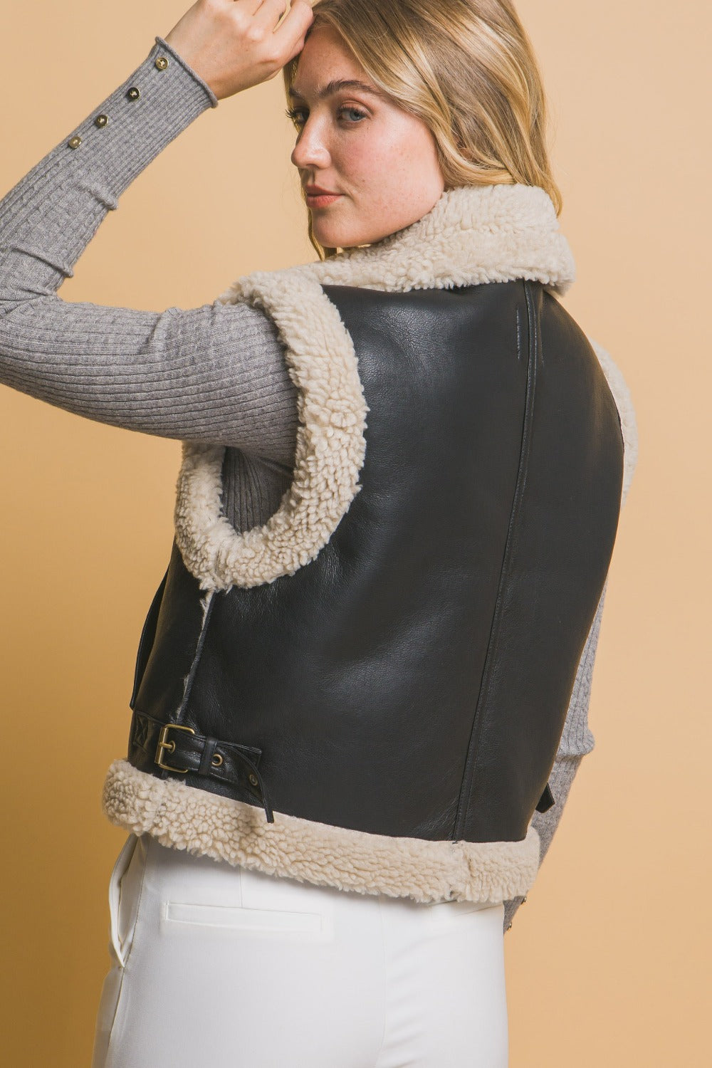 Sherpa Zip Up Vest with Pockets