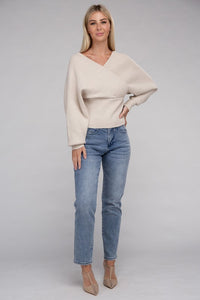 Viscose Cross Wrap Pullover Sweater