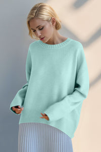 Round Neck Dropped Shoulder Sweater