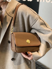 Leather Suede Twist-Lock Shoulder Bag