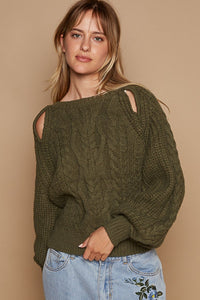 Cable Knit Cutout Long Sleeve Sweater