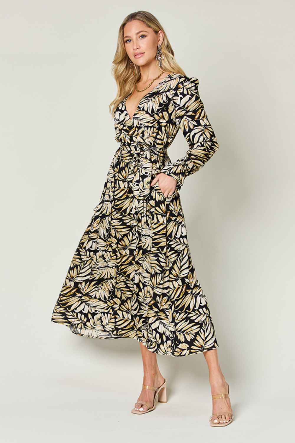 Tie Back Flounce Sleeve Dress