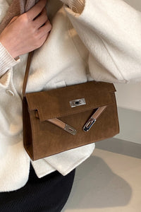 Suede & Leather Strap Shoulder Bag