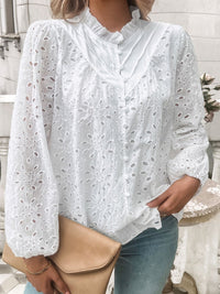 Frill Round Neck Long Sleeve Shirt