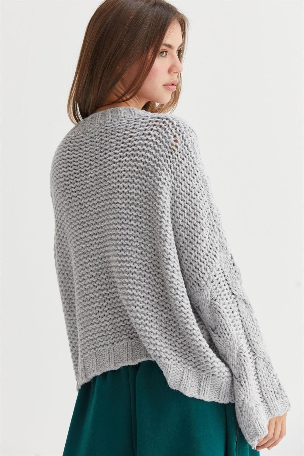 Cable Knit V-Neck Sweater