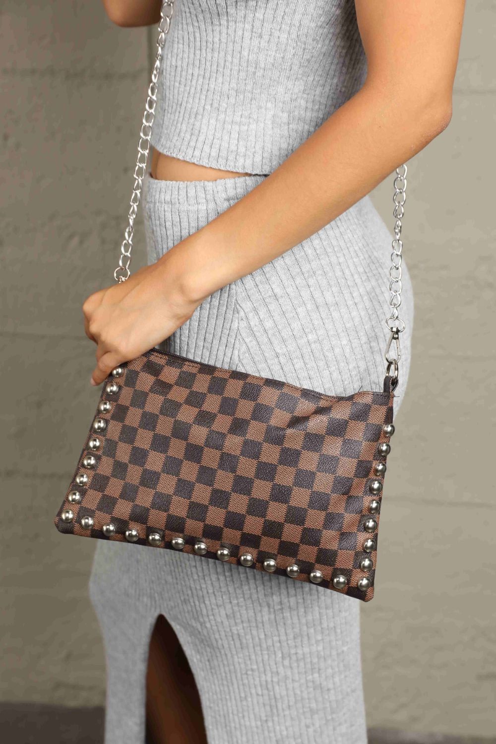 Leather Studded Shoulder Bag