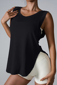 Slit Round Neck Active Tank