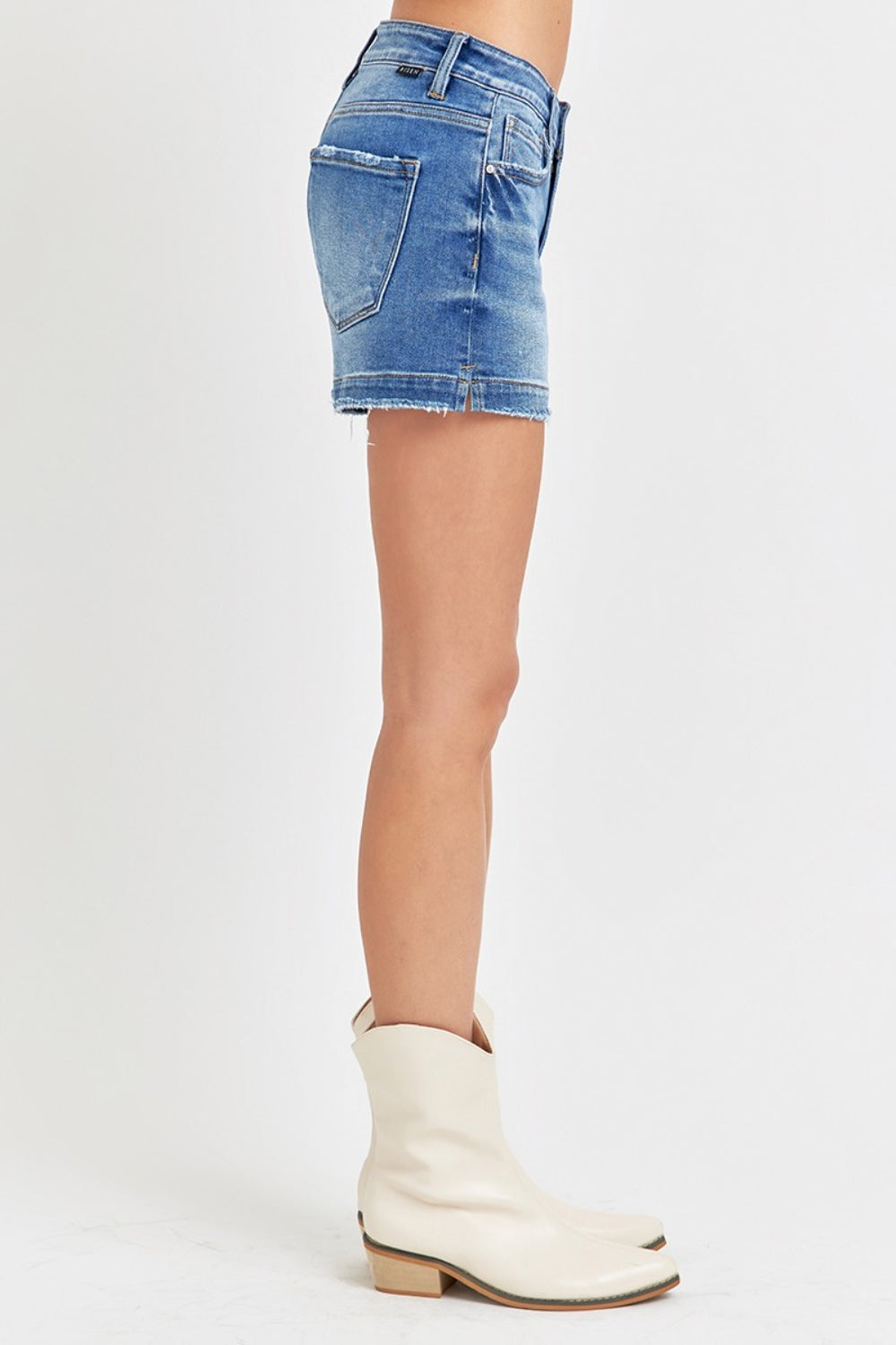 Low Rise Slit Denim Shorts